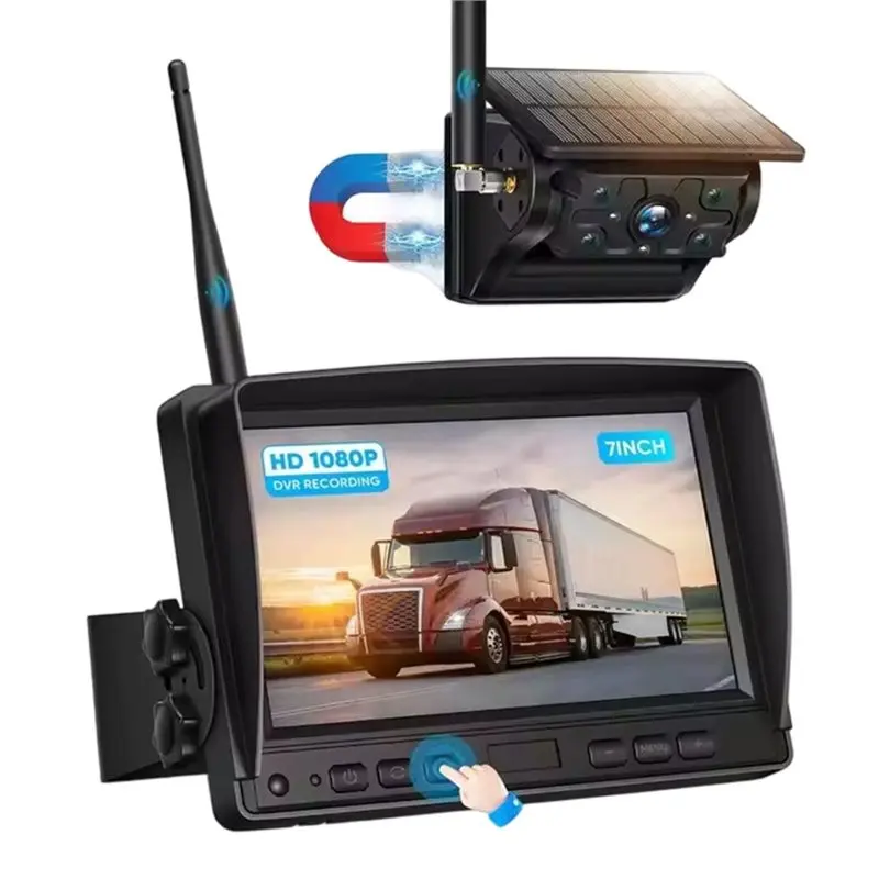 Wireless Solar Powered Reverse Backup Camera With 1080P AHD 7