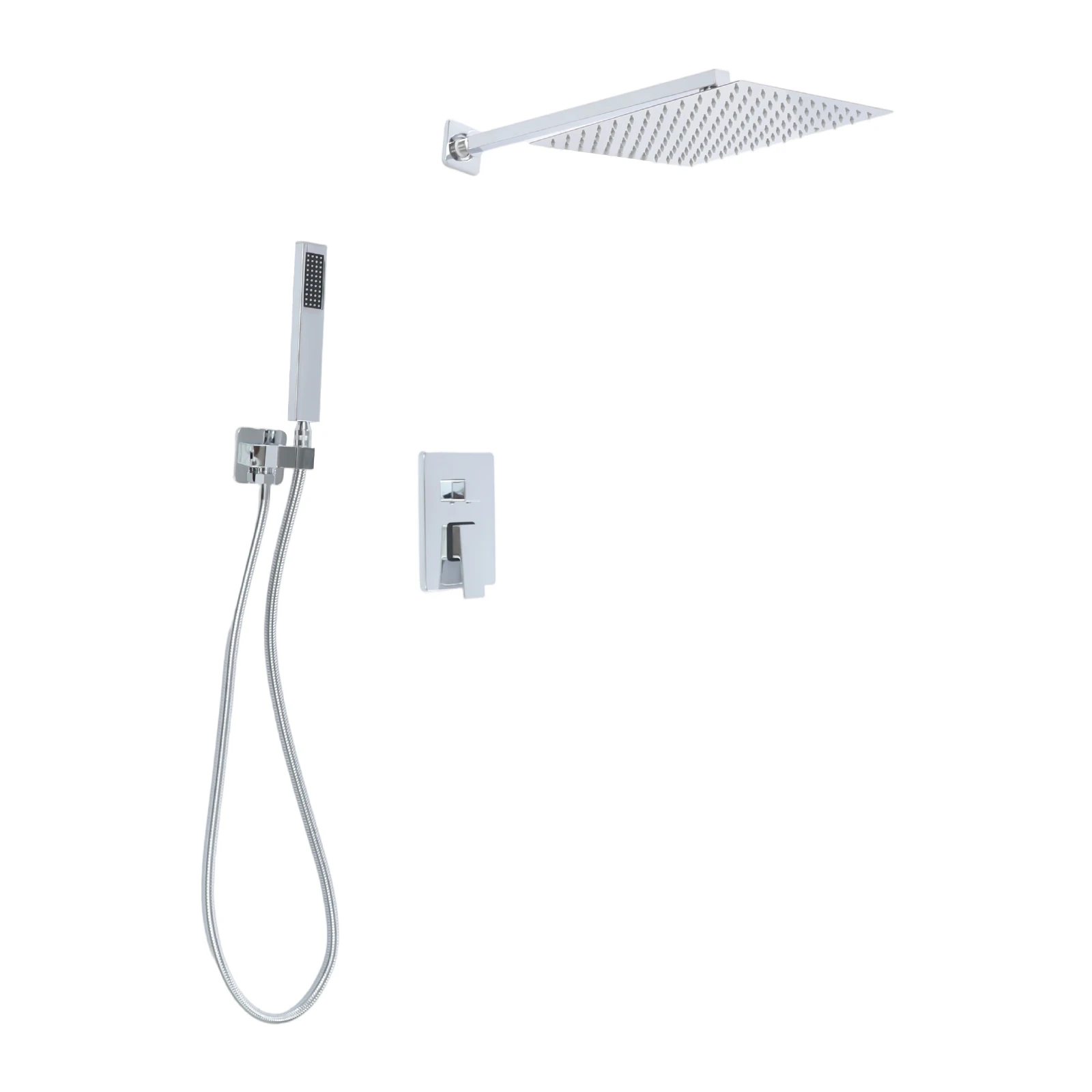 Unterputz-Duschset, wandmontiertes Duschsystem, Badezimmer-Duschset, Silber/Schwarz – Detail 6