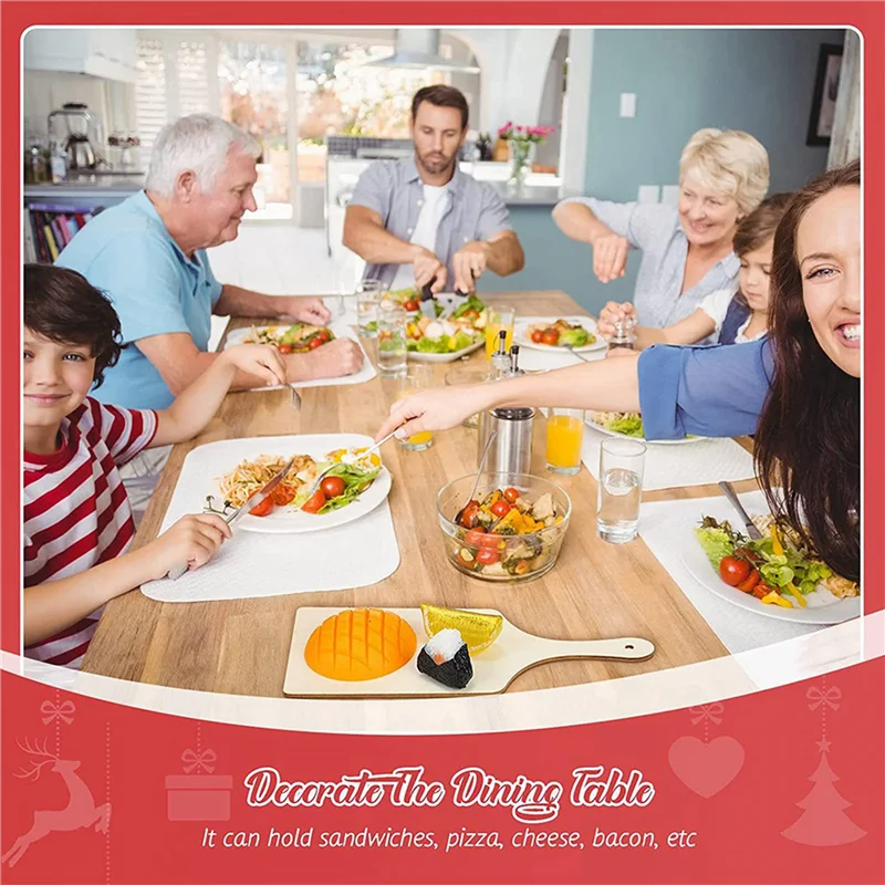 ABXF-36Pcs 손잡이가있는 미니 나무 도마 나무 도마 홈 주방 요리 장식을위한 미완성 판자