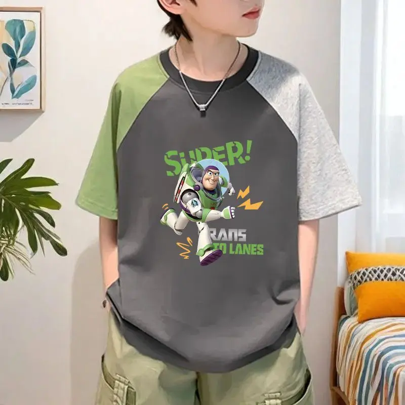 لطيف ديزني الطنانة الخفيفة الصبي جديد الصيف أزياء الكرتون نمط مريح التجفيف السريع تنفس قصيرة الأكمام تي شيرت أعلى