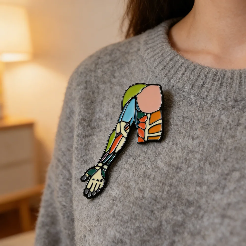 DCARZZ Arm Muscle Anatomy Brooch Medical Colorful Enamel Pin for Biology Doctor Nurse Biologist Backpack Lapel Badge Jewelry