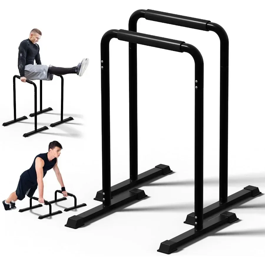 2-in-1 Adjustable Dip Bar Station - Heavy Duty Parallel Bars with Connecting Parts, Extra Tall and Thickened Steel Design for H