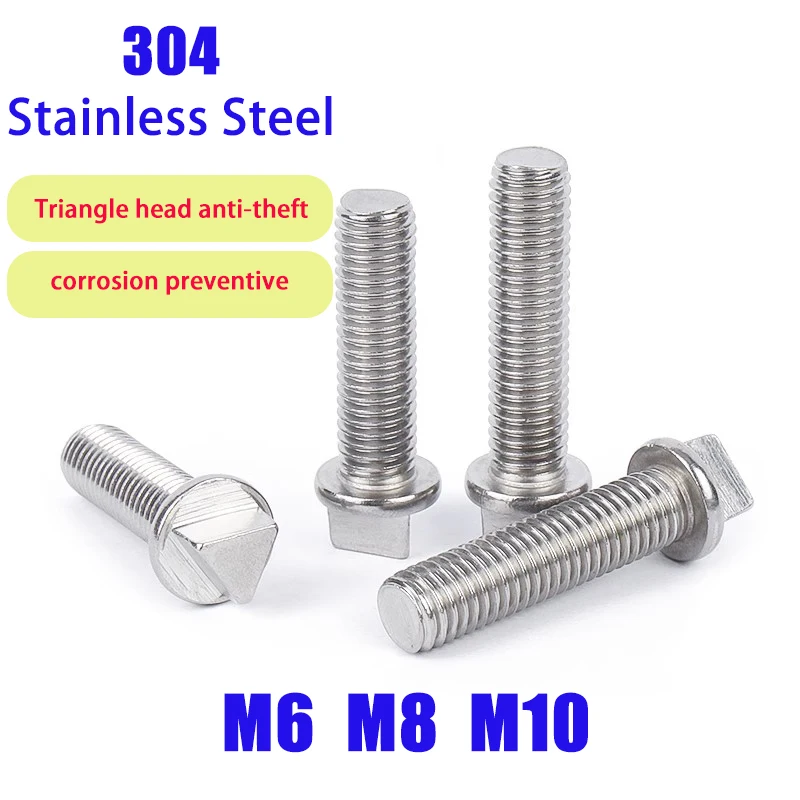 304 Stainless Steel M6 M8 M10 Outer Triangle Head Anti Theft Bolts Triangle Security Screws for Machinery Outdoor and Wrench