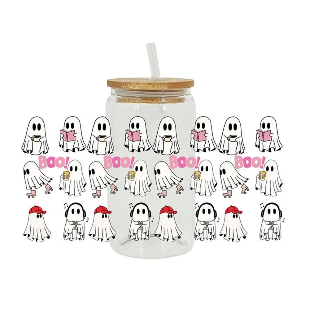 Halloween Ghost Uv Dtf Transfers Stickers High-temperature Resistant Decals Stickers Waterproof Transfer Cup Diy C0z7