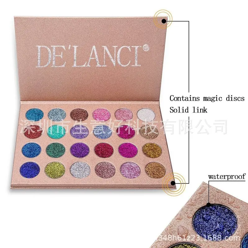 24-color Fluorescent Gold Eyeshadow Palette, Multi-purpose, Dazzling Luminous Neon Powder