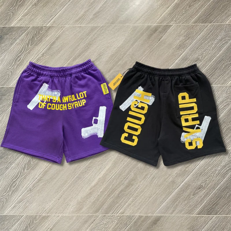 

2025ss That's A Awful Lot of Cough Шорты для сиропа Узор с принтом пистолета Мужские и женские повседневные короткие брюки