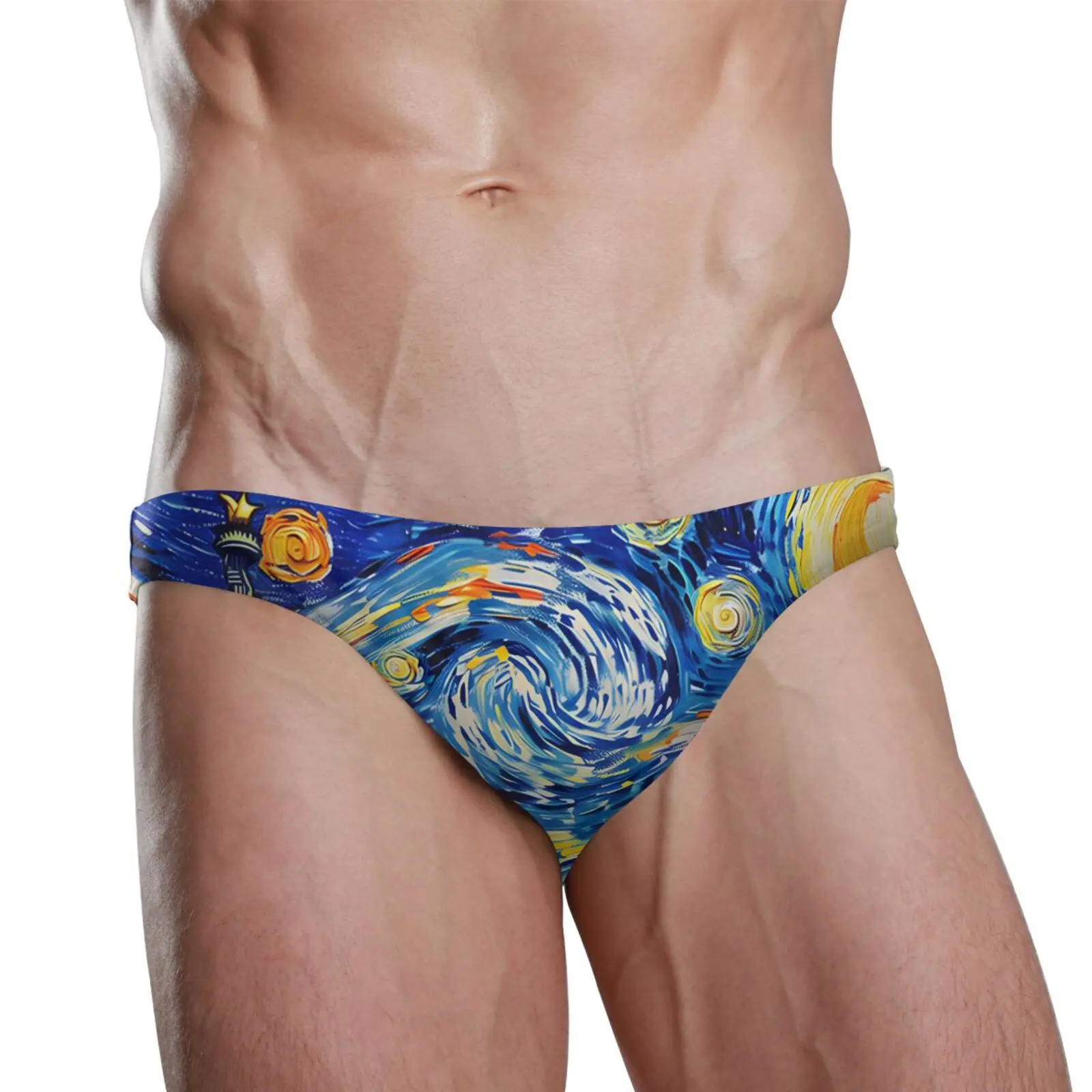 Man Brand Swimming Briefs Low Waist Van Gogh oil painting Swimwear drop With Push-up Pad Sexy Shorts Trunks Boxers Men's Swim gallery 1
