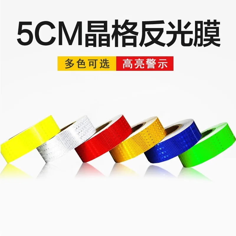 1PC reflective tape 5cmx25M  Road safety warning tape reflective sticker  Warning strip  Reflective film body sticker