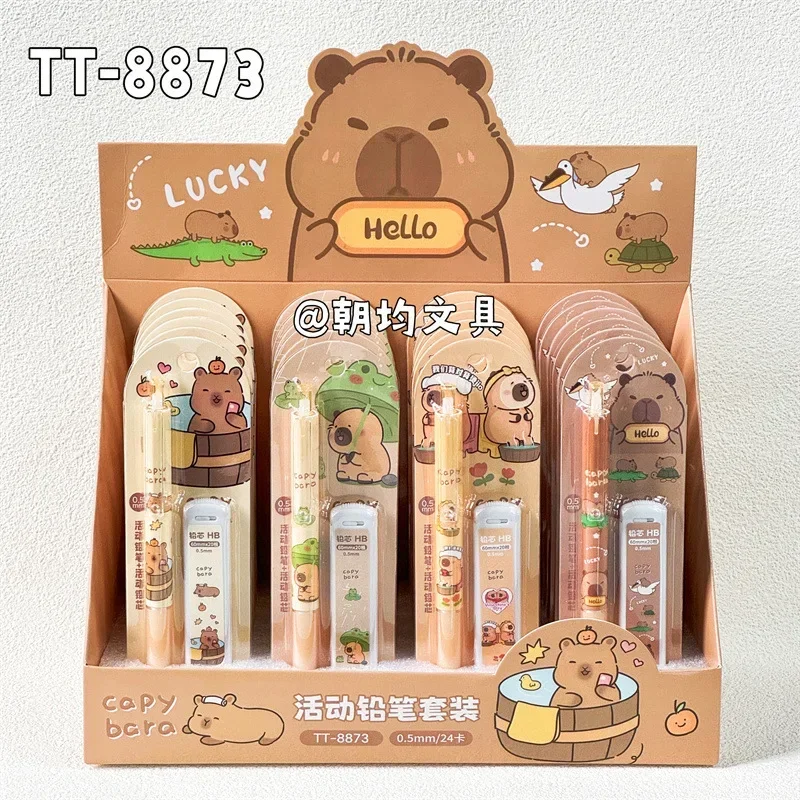 Imagem -04 - Sanrio Kuromi Pencil Grupo Capybara Cartoon Cute Girl Heart Esboço Ferramenta de Escrita 0.5 Papelaria Estudante 24 Pcs