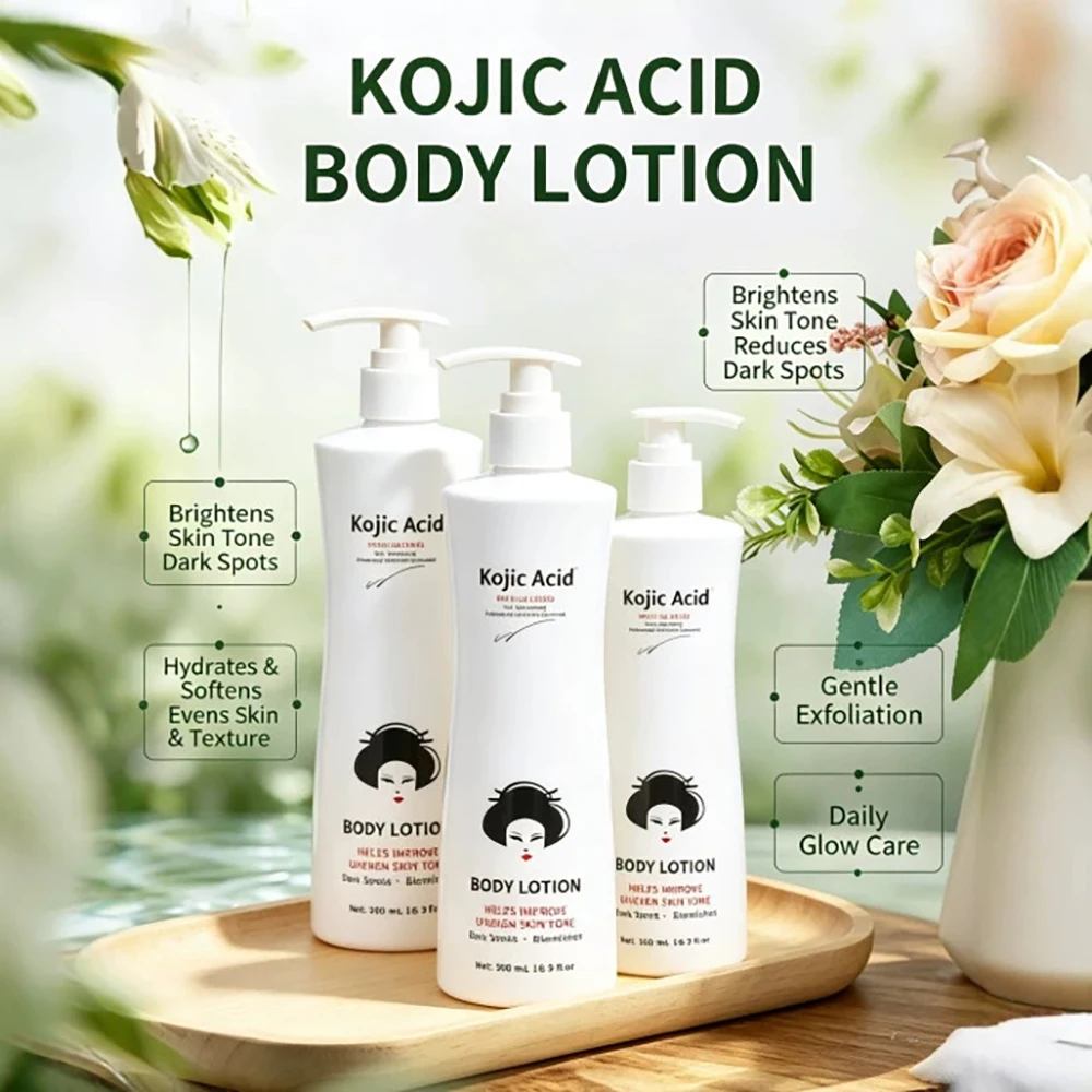 Kojic Acid Body Lotion Papaya Vitamin C Relieves Dry Dehydrated Skin Exfoliator Brighten Skin Tone Moisturizing Body Care Cream