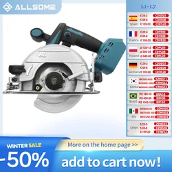 ALLSOcloser-Scie circulaire électrique, lame de scie sans balais, coupe multi-angle, adaptée à la batterie Makita 18V, 125mm