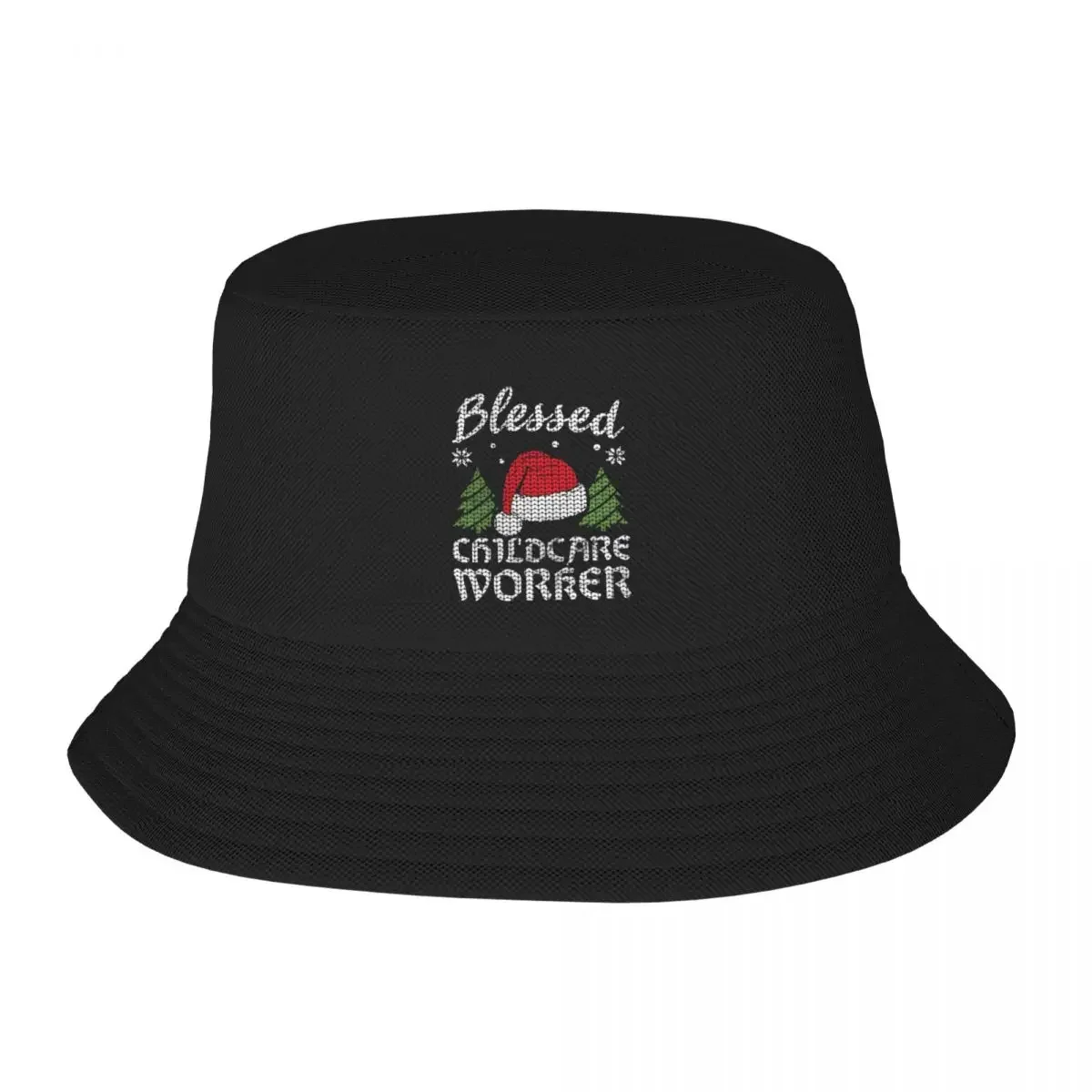 Blessed childcare worker Elf Santa December Christmas vintage Bucket Hat Golf fashionable Thermal Visor Hat Male Women's