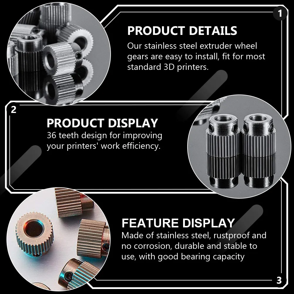 

15Pcs 36 Teeth Drive Gear Stainless Steel Extruder Wheel for 3D Printer Feeding System Improved Reliability Easy Installation