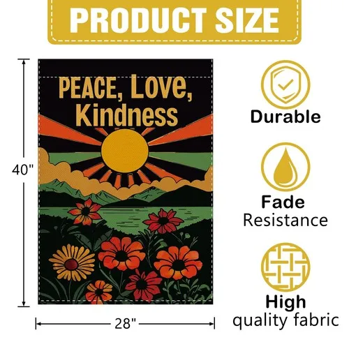 Peace Love Kindness 28 x 40 House Flag Double Sided, Inspirational Equality S... AAV hhz
