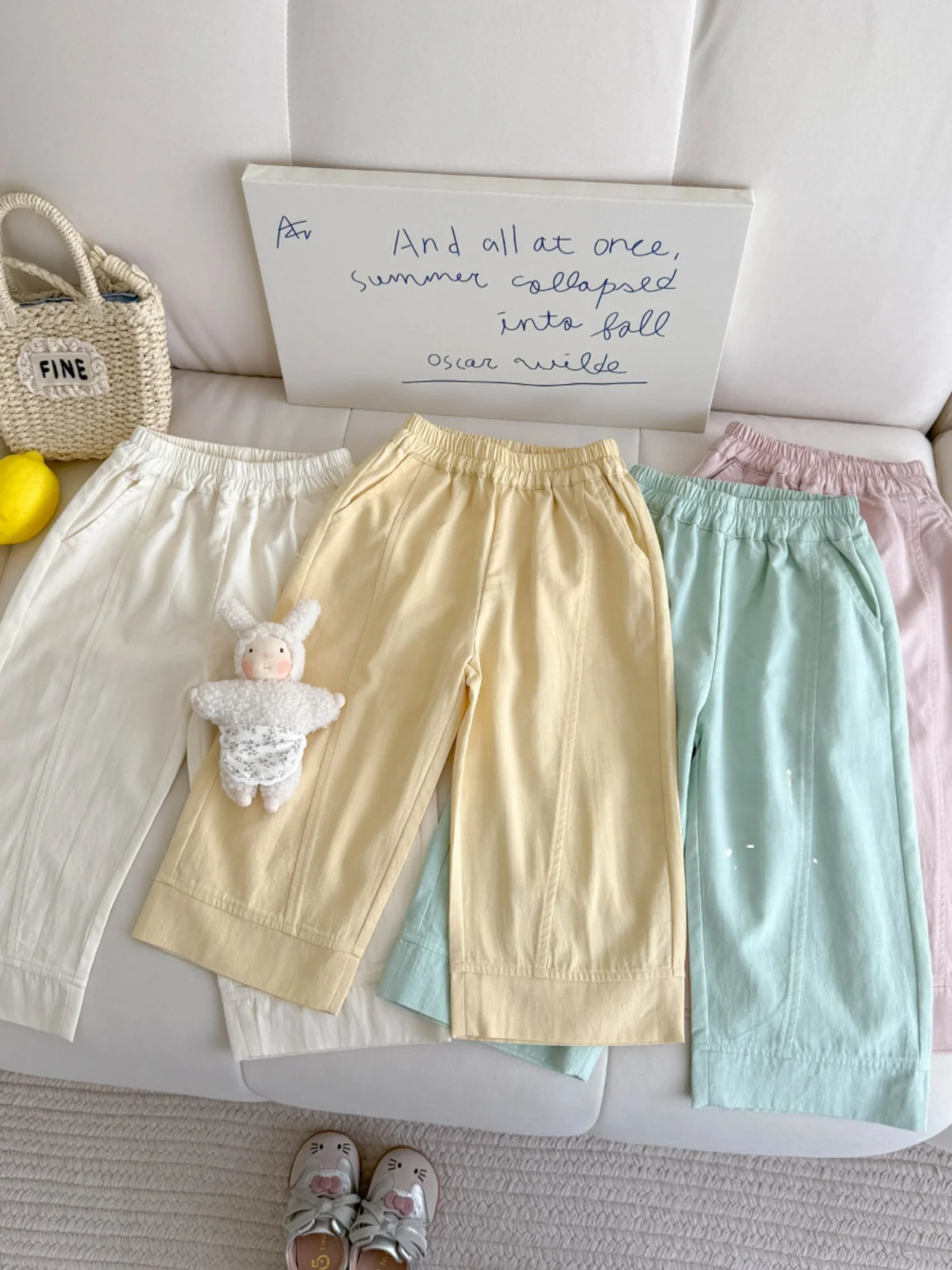 Faionable Baby Straight Leg Pants Children's Casual Trousers Summer New Sle Ele Girls' Pants Korean Sle Patchwork