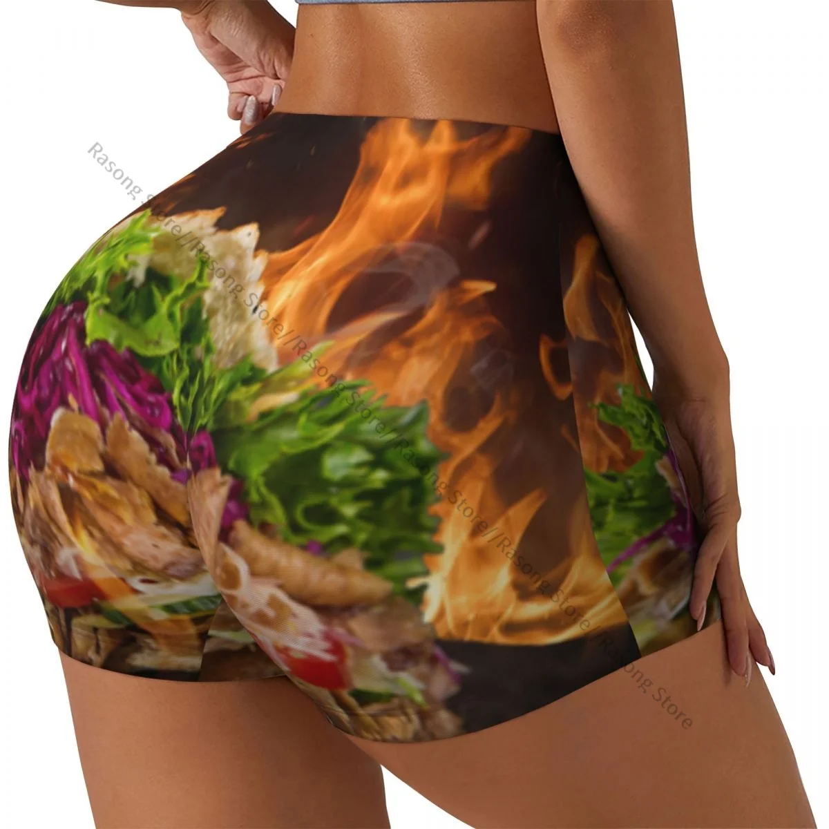 

Сексуальные узкие спортивные шорты на бедрах Kebab Sandwich Background фитнес женские удобные шорты для йоги