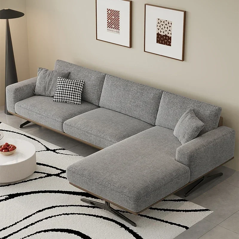 

Italian minimalist fabric sofa living room high-end high-footed sofa designer removable and washable cotton and linen corners