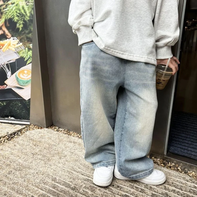 

Jeans Casual Medium and Large Children's Pants Autumn New Style Loose Straight Pants Boys