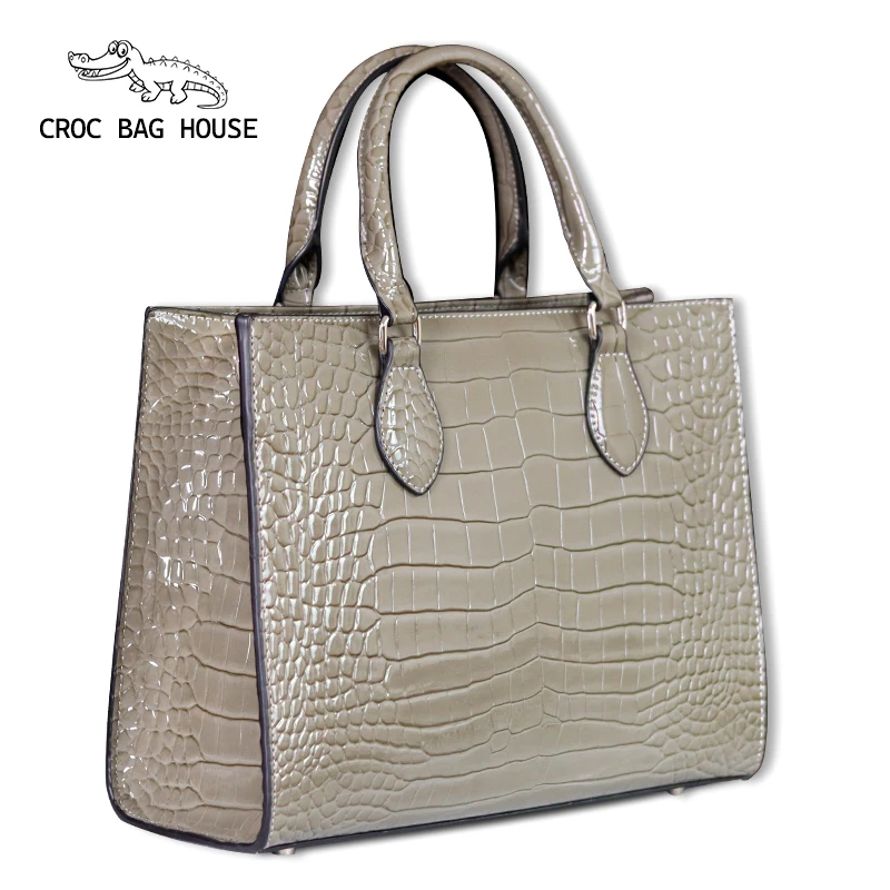 PU Material Faux Crocodile Leather Shoulder Bag, Glossy High-Shine Women's Bag, High-End Design, Handmade Handbag.