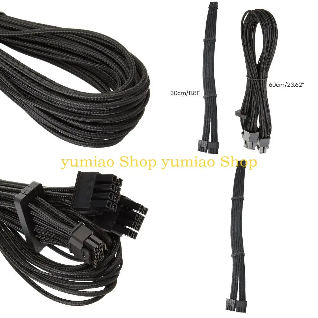 

587B PCIE5.0 Dual8pin to 16Pin Cable 16AWG 12VHPWR Power Supply Compatible Graphics Cards RTX4000 RTX4080 RTX4090 Series