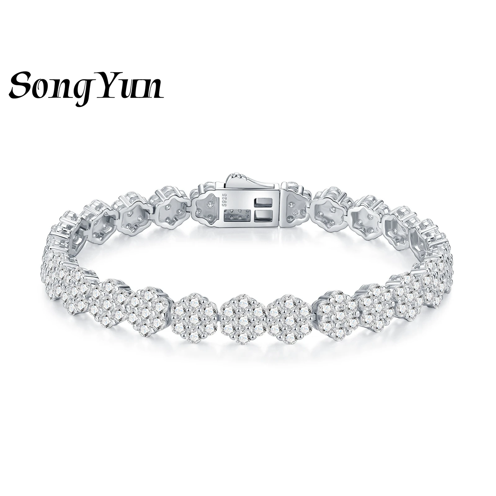 

SONGYUN Brand Jewelry 925 Sterling Silver Bracelet Tennis Chain Moissanite Diamond Bracelets 18K Gold Plated SYT Patent Bangle