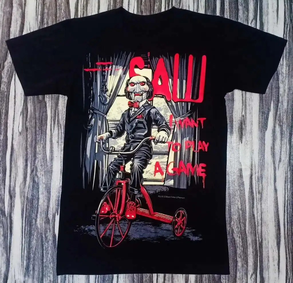 Saw Jigsaw Movie Vintage Horror Billy Puppet Graphic T-Shirt Cotton Men Women Streetwear Tee
