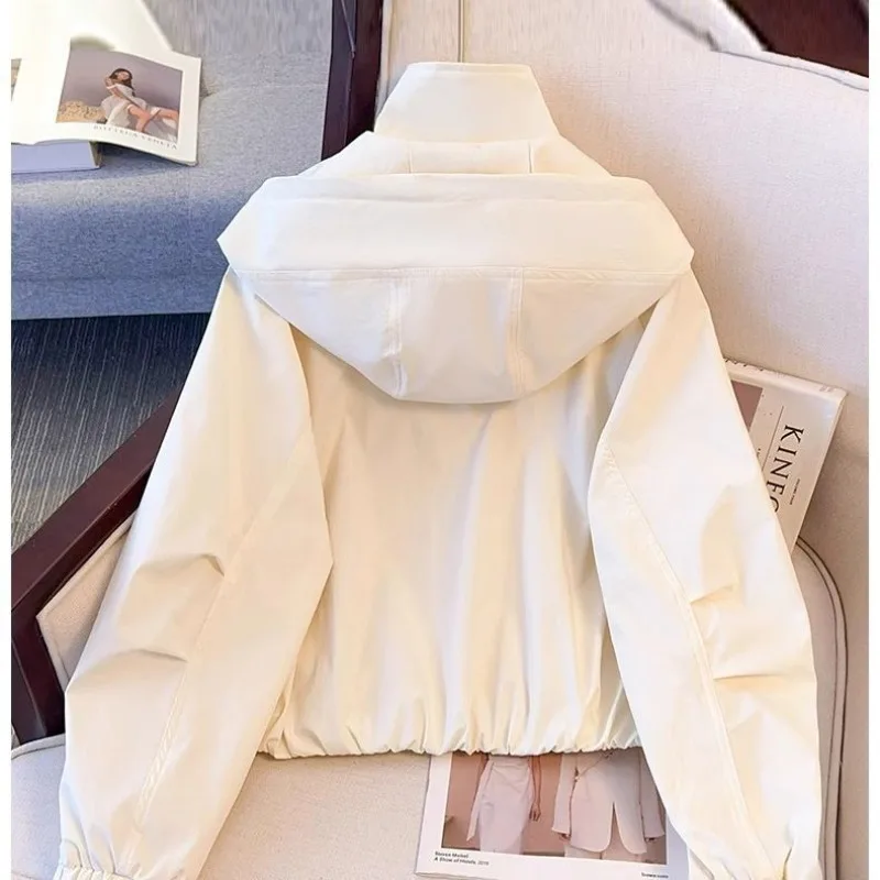Short Spring and Autumn Casual Jacket 2026 New Fashion Top Loose Hooded Small Tooling Jacket pink Outcoat