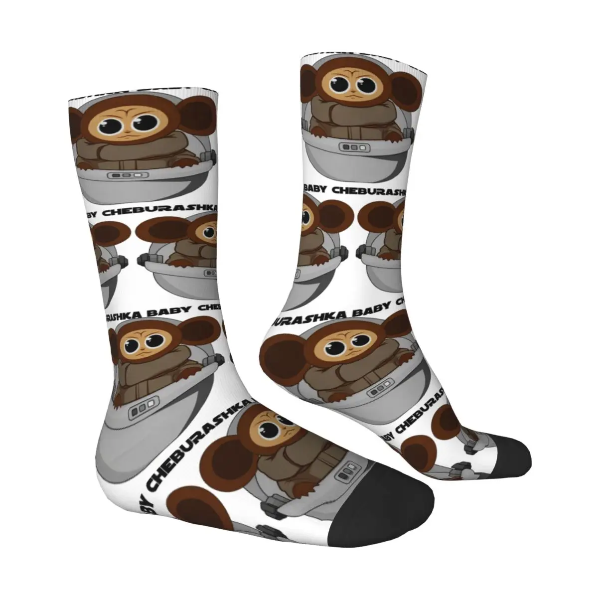 Cheburashka Canvas Logo Socks Retro Stockings Winter Non Slip Adults Men Socks Medium Soft Graphic Outdoor Socks