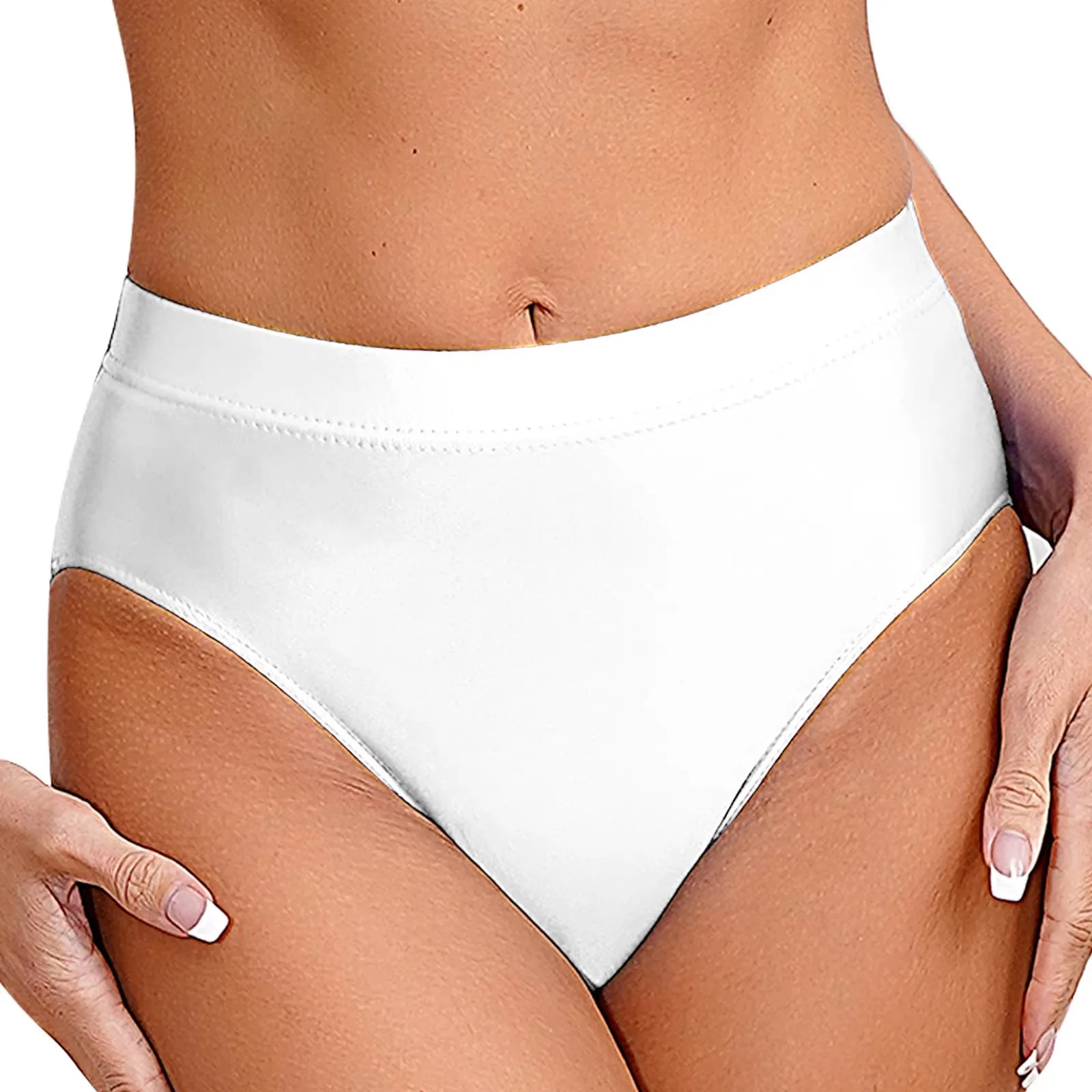 Womens Glossy Smooth Briefs Swimwear Underpants Elastic Waistband Solid Color Intimates Underwear Pool Party Sunbathing Swimsuit