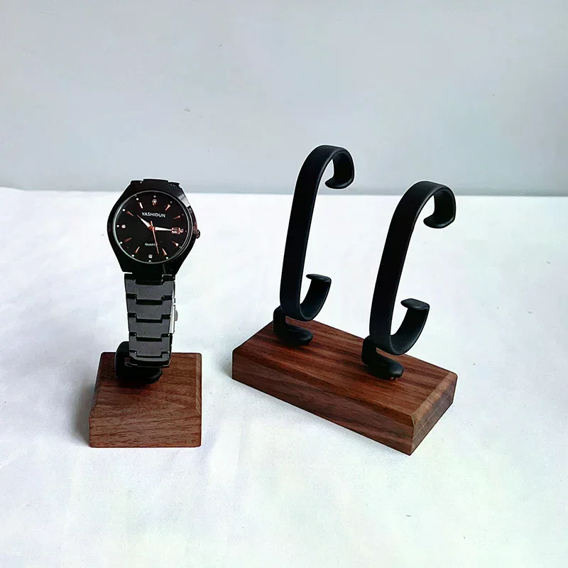 Wooden C-Shaped Watch Holder Jewelry Organizer Display Stand For Bracelet Ring Earring Watch Display Solidwood Watch Stand
