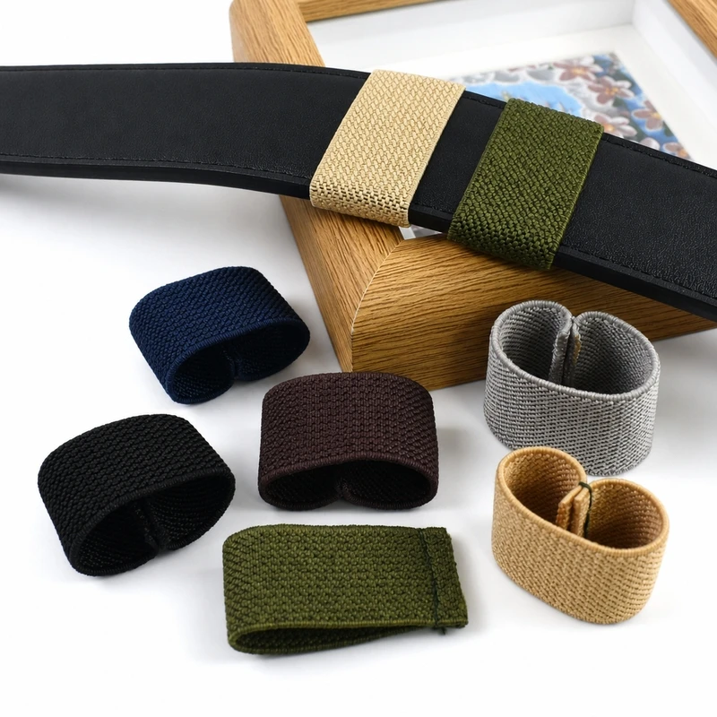 50Pcs Deepeel 40mm Elastic Belt Keeper Loops Woven Strap Retainer Band Ring Holder for Bag Backpack Belts DIY Sewing Accessories