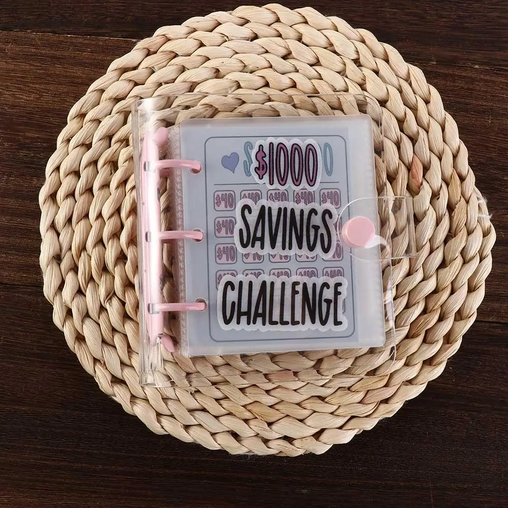 Waterproof $1000 Money Savings Challenge Binder Button Closure Mini Budget Binder Mini Budget Binder Notebook Portable PVC