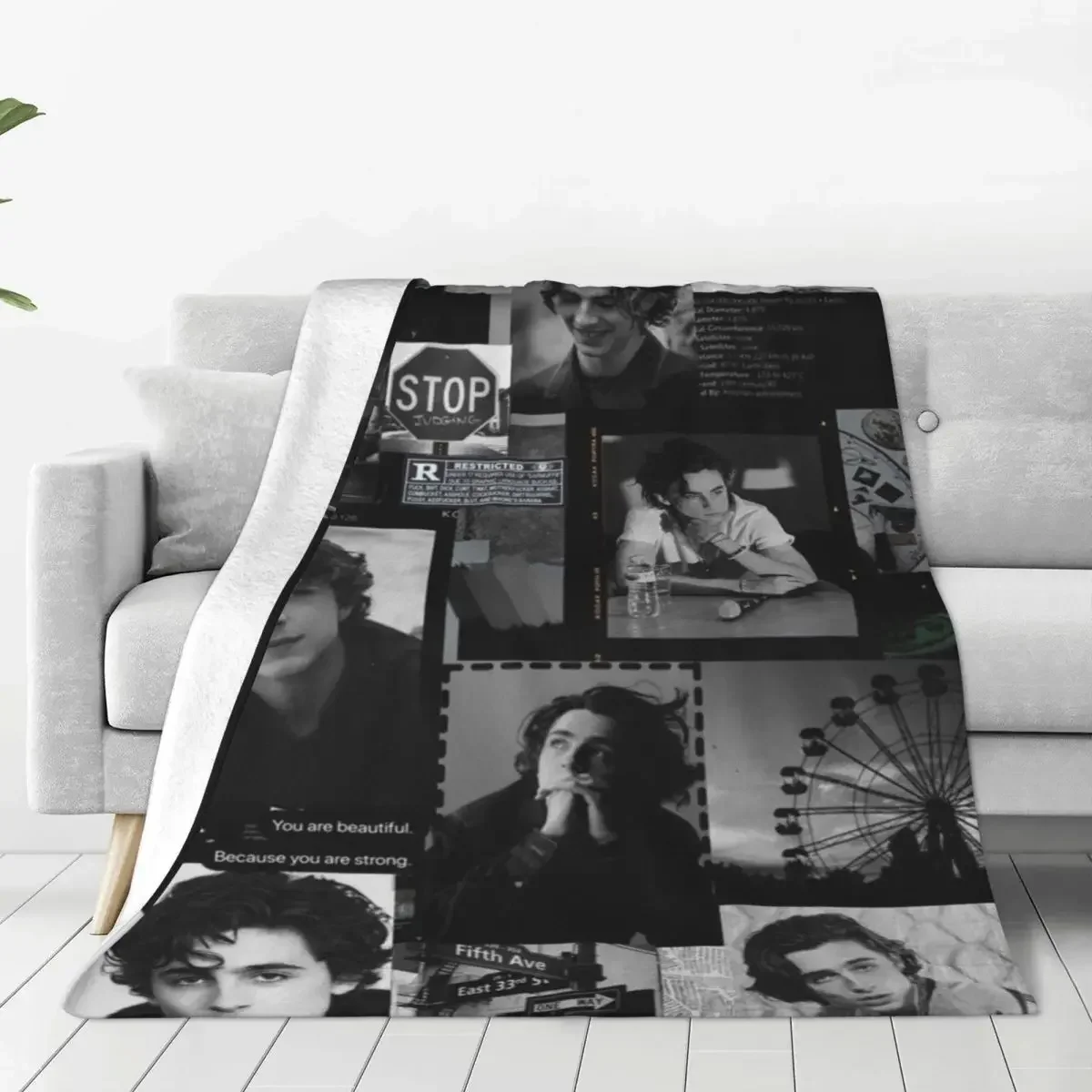 T-Timothee Chalamets Blanket Actor Photo Travel Office Flannel Throw Blanket Warm Soft Couch Bed Custom Bedspread Gift