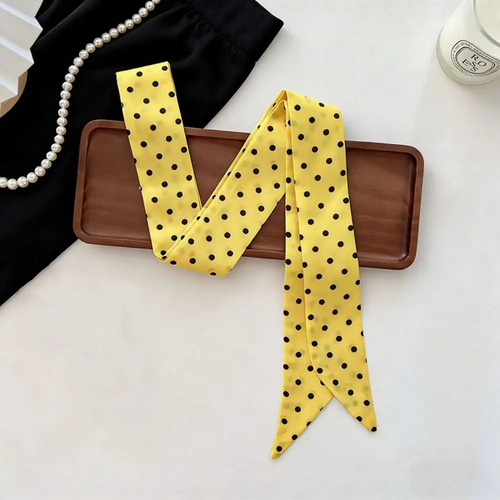 All-match Bow Ties Long Silk Scarf Printed Floral Plaid Scarf Ice Cream Hair Band Long Ribbon Scarves Female