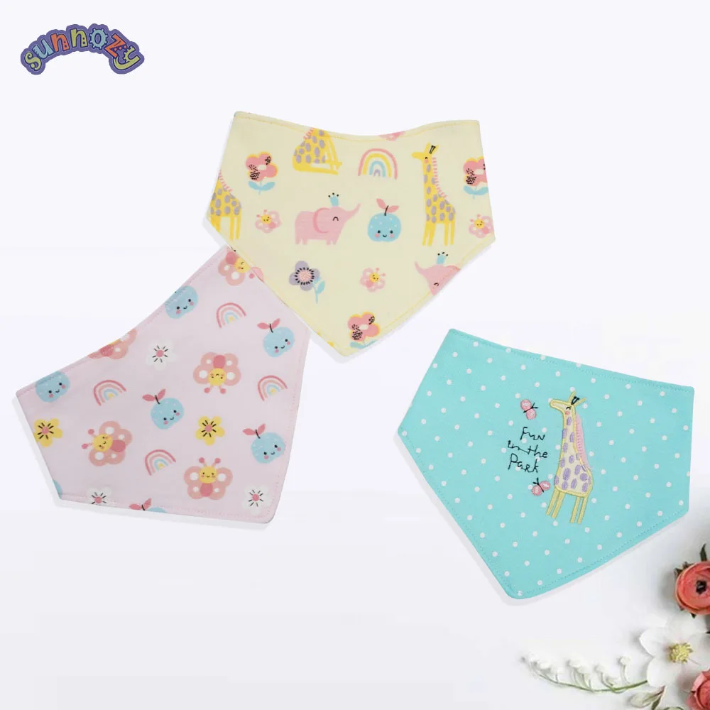 3 قطعة نمط الكرتون الطفل الرضيع القطن الخالص المرايل الوليد مثلث وشاح تغذية منشفة لعاب الأطفال باندانا ملابس التجشؤ الفتيان الفتيات هدية #2