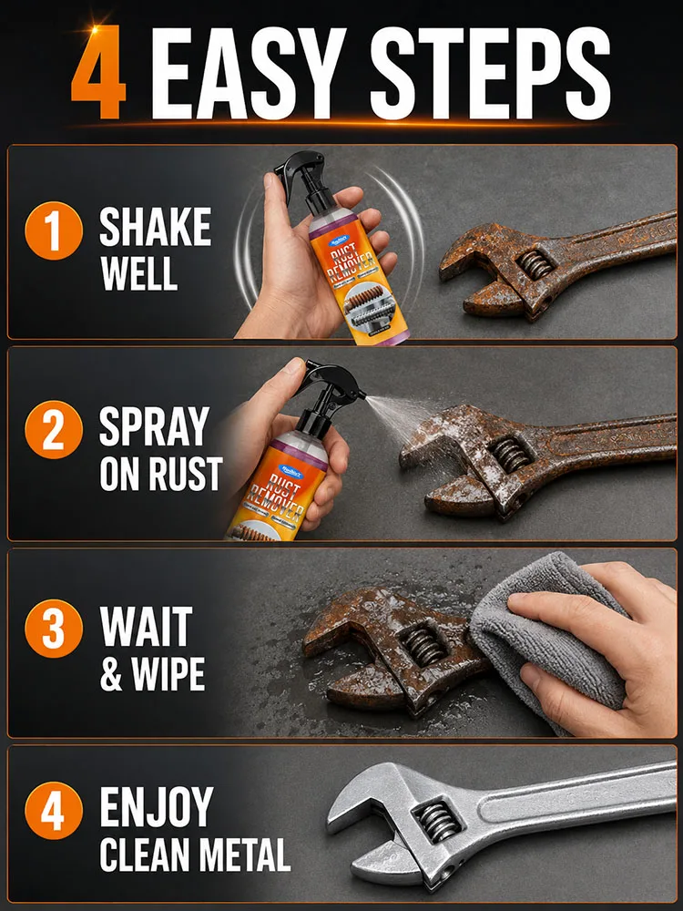 Rust Remover Spray for Metal Powerful Rust Removal Cleaner Anti Corrosion Treatment for Car Parts Tools Bolts Household Hardware view 6