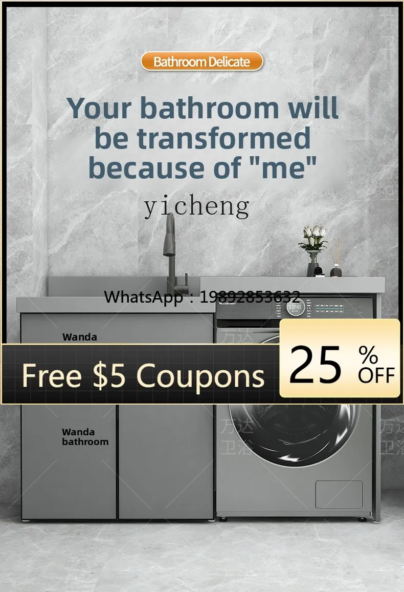 

AA balcony washing machine cabinet combination custom drum laundry tank pool table with rubbing board integrated