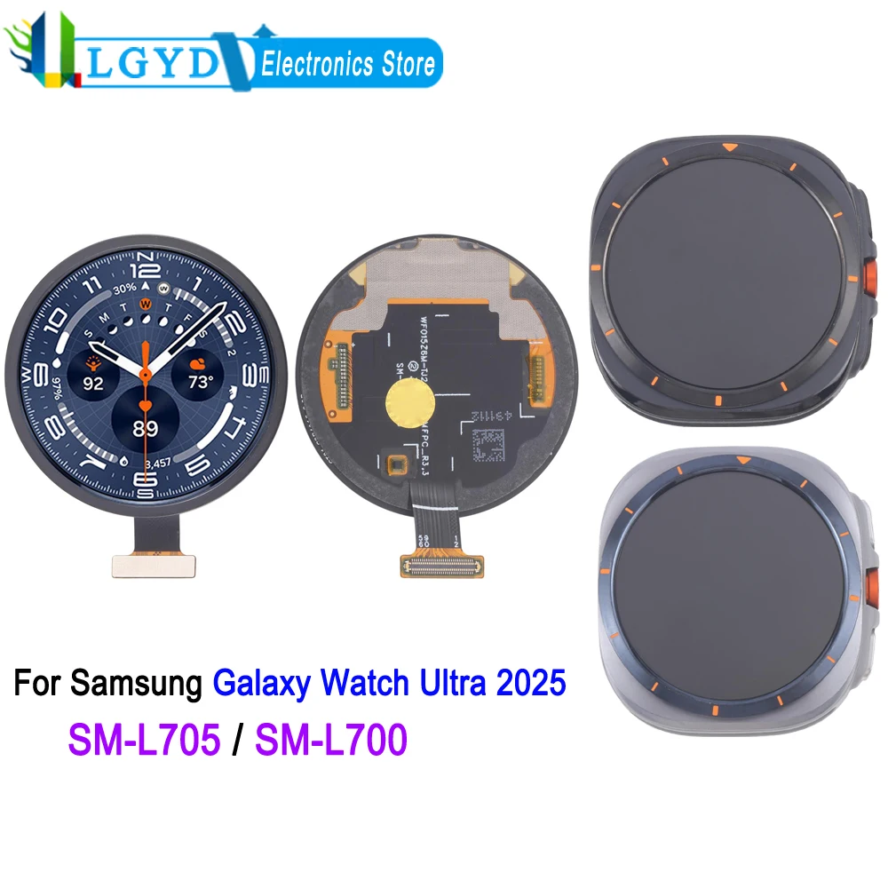 Tela Super AMOLED de 1.5'' para Samsung Galaxy Watch Ultra 2025, SM-L705 / SM-L700, Peça de Substituição para Display LCD e Tela Sensível ao Toque
