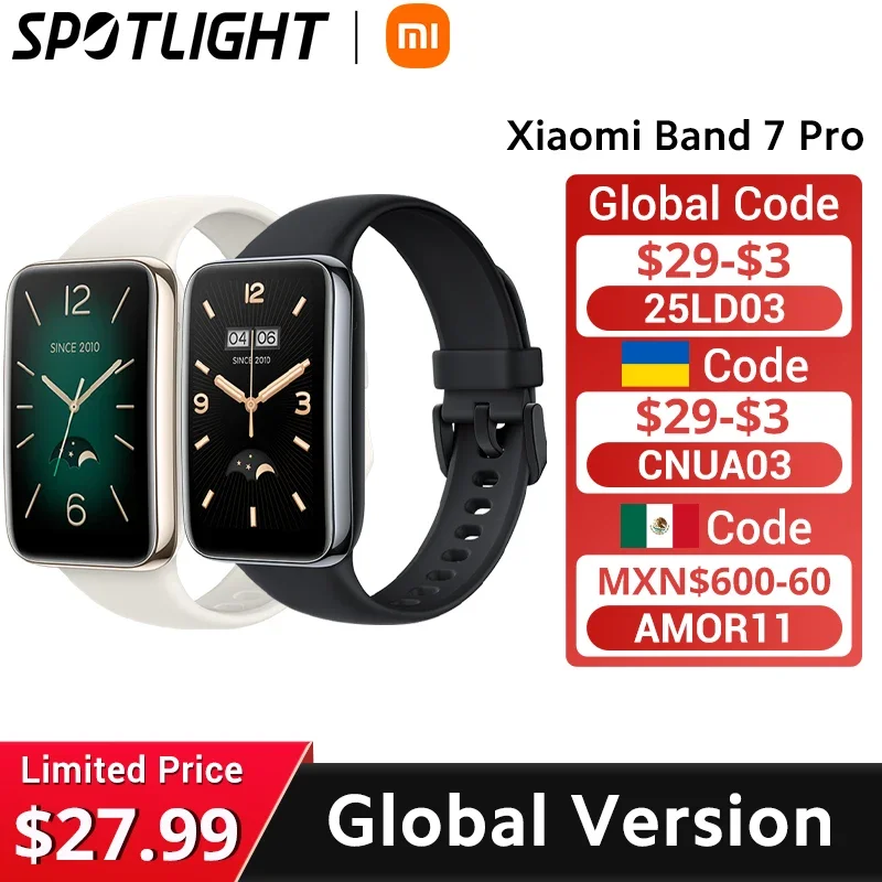 Xiaomi Smart Band 7 Pro Versão Global 1.64 ''Display AMOLED GPS embutido All Day SpO2 Sempre no Watch Face Band 7 Pro