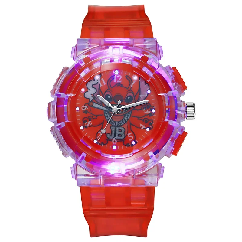 ديزني غرزة الملاك ووتش نمط Led متوهجة فلاش الأطفال الساعات لعب الأزياء كوارتز ساعة اليد هدايا عيد الميلاد للأطفال