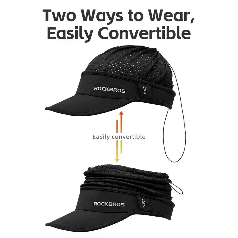 

ROCKBROS освежающая летняя солнцезащитная кепка, две способа ношения, дышащая, быстросохнущая, подходит для шлема, спортивная шапка унисекс