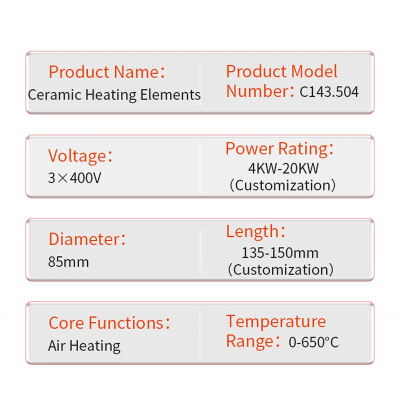 Hot Tools Replacement Parts Ceramic Heating Element 143.504 3*400V 16KW Tubular Heating Elements 3 Phase Heating Element