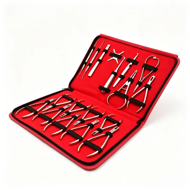 

18Pcs/Set Dental Pliers – Stainless Steel Orthodontic Tool Set, Forceps Wire Cutter Bracket Remover