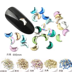 Commercio all'ingrosso 4*6mm Moon crescent Flat Back Nail strass cristalli a forma speciale Nail Art Stones 3D decorazione personalizzata