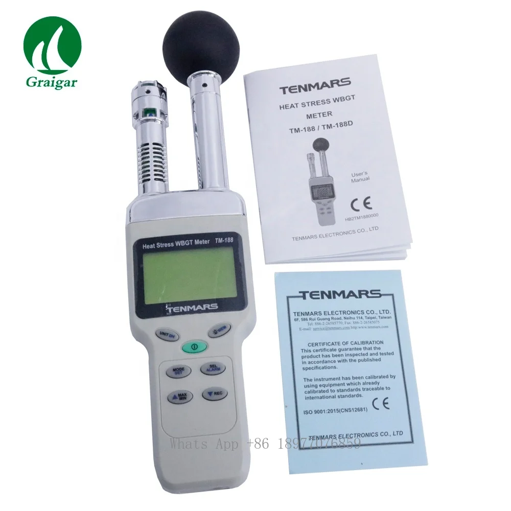 TM-188 Heat Stress WBGT Meter Accurate Measurement For Effects Of Temperature Humidity And Direct Or Radiant Sunlight