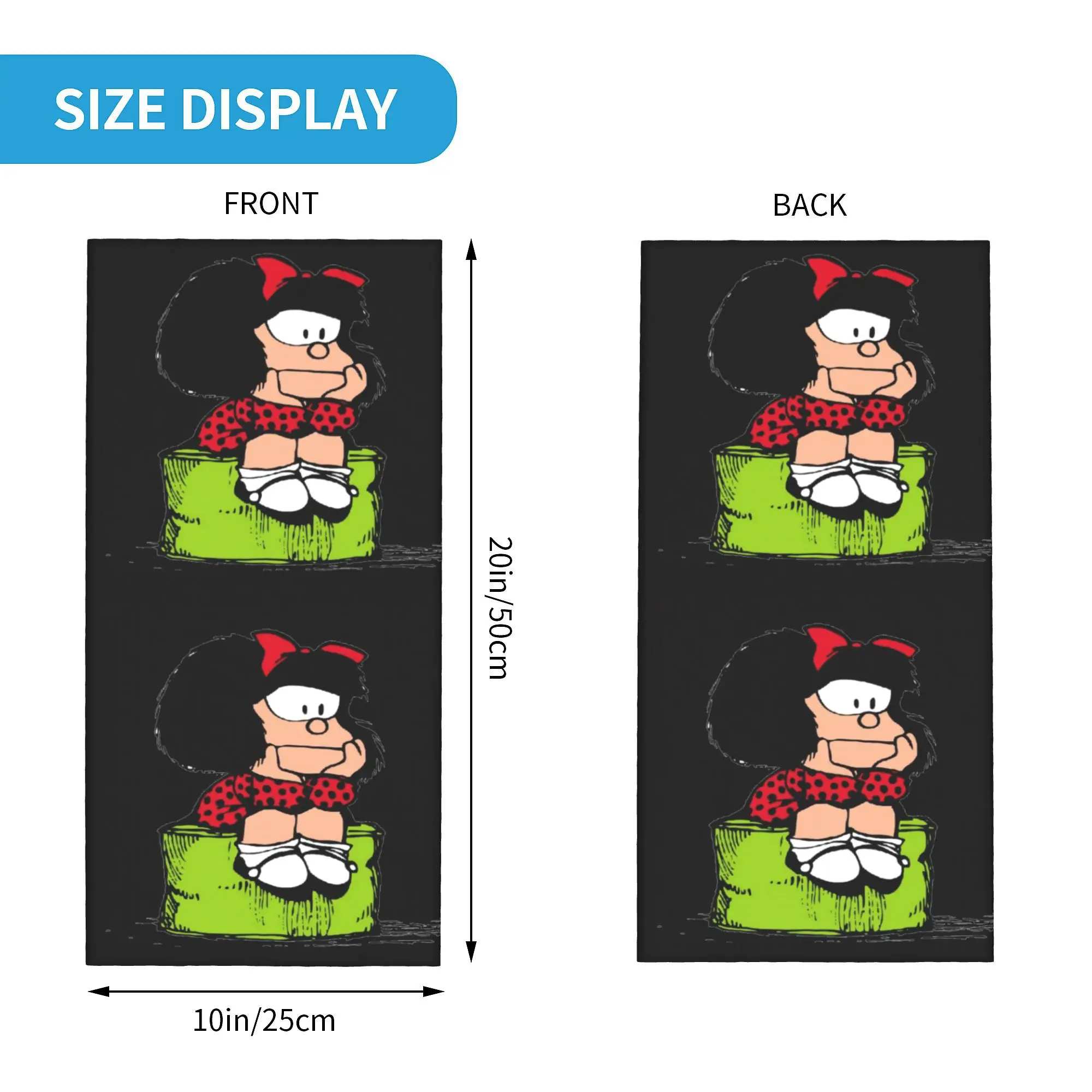 Custom Mafalda Thinking Neck Gaiter Women Men UV Face Shield Winter Quino Comic Cartoon Bandana Scarf for Cycling