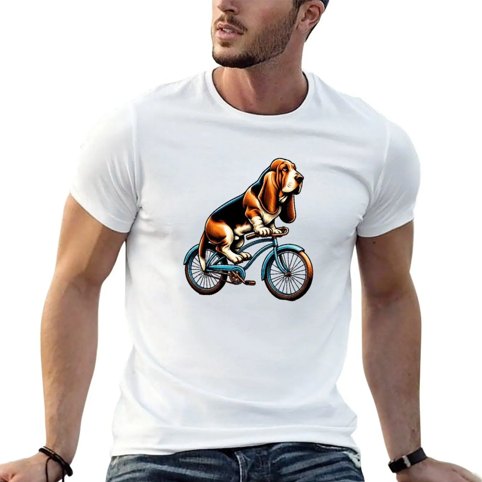 Basset Hound Cycling T-Shirt custom t-shirts anime shirt Men's clothing