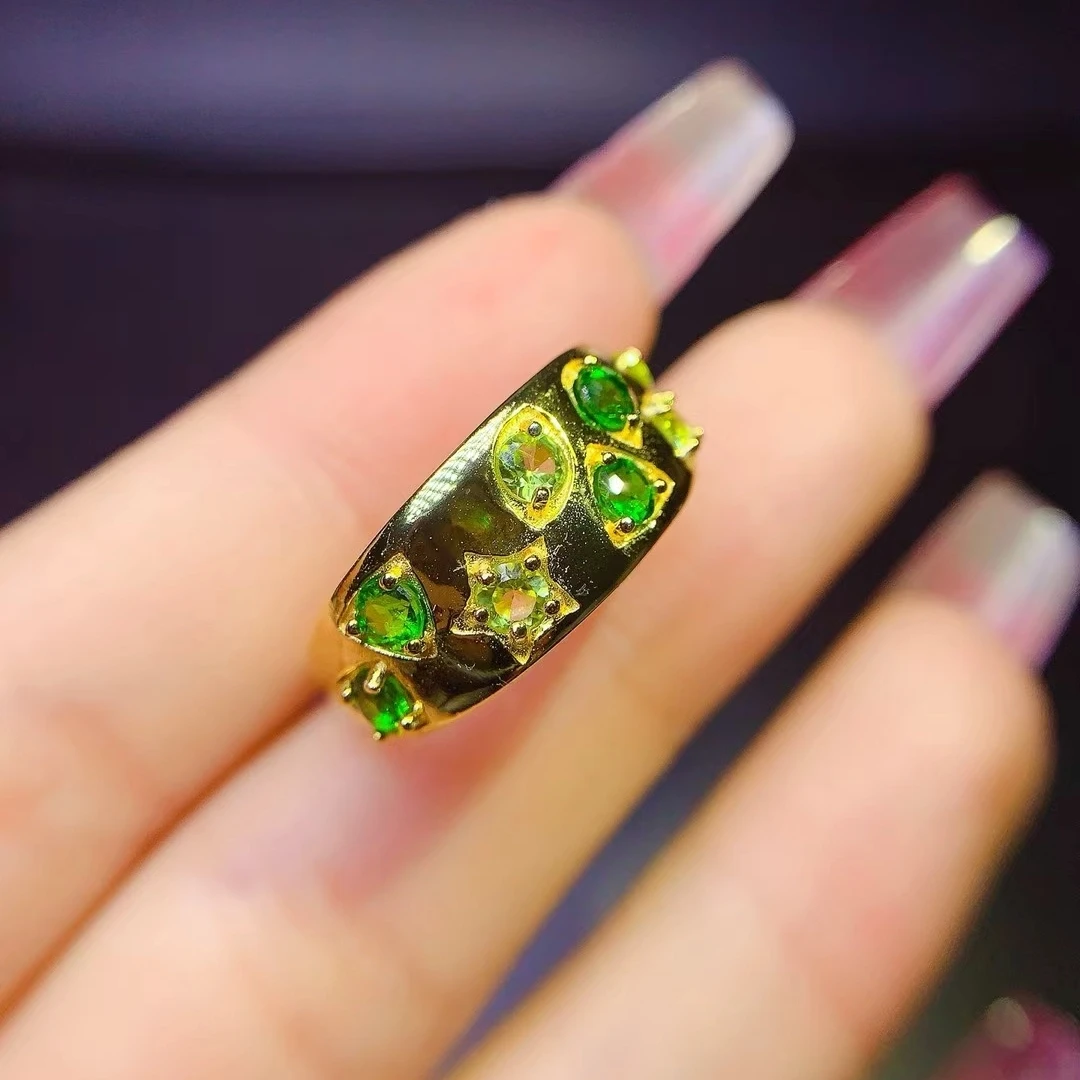 KJJEAXCMY Women's | Natural Colombian Emerald silver Ring, high clarity Gems Full of brilliance dazzling and eye-catching