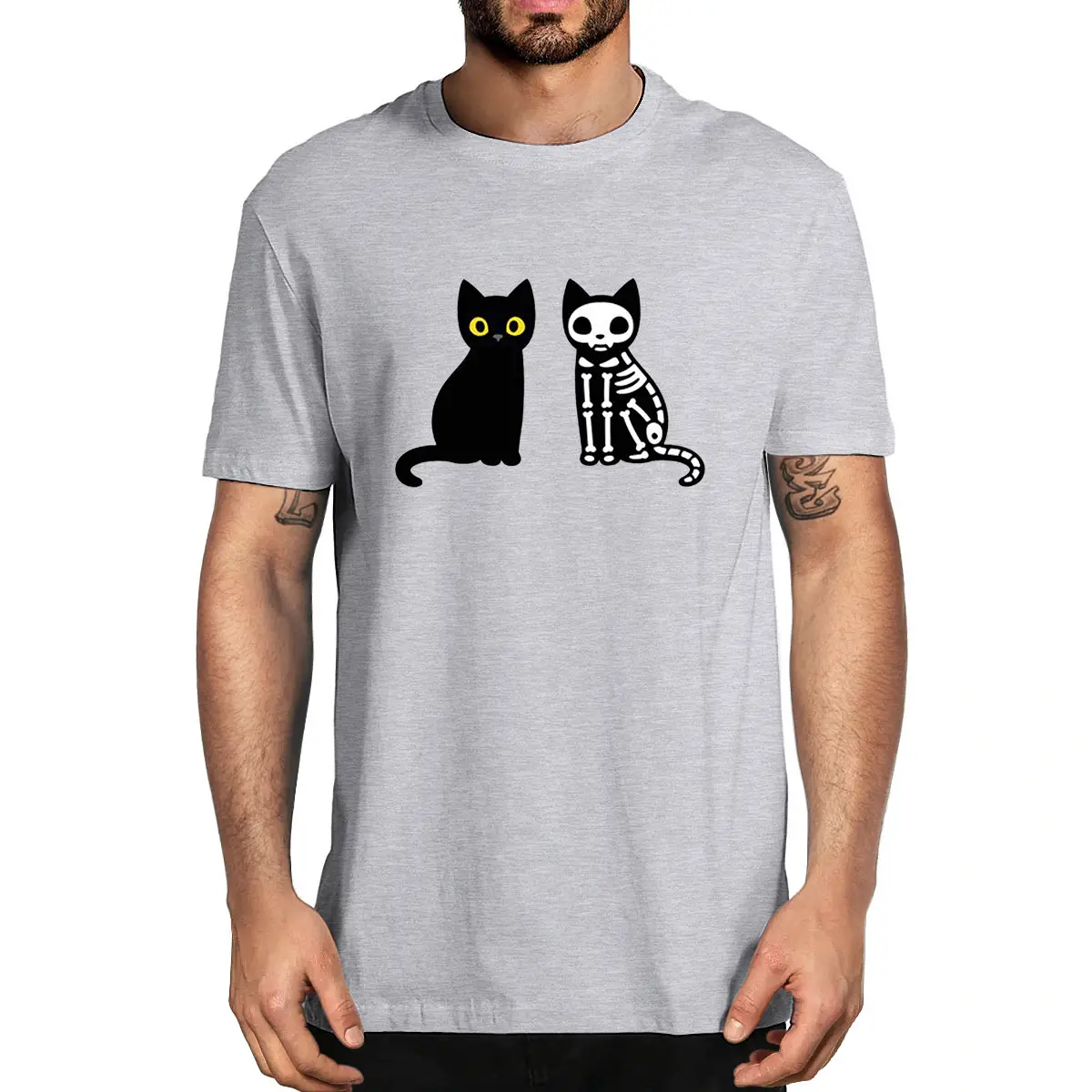 

loween Skeleton Spooky Season 00% Cotton Long Sve T-irt Youth Trendy Slim Fit Printed Color Autumn Wear