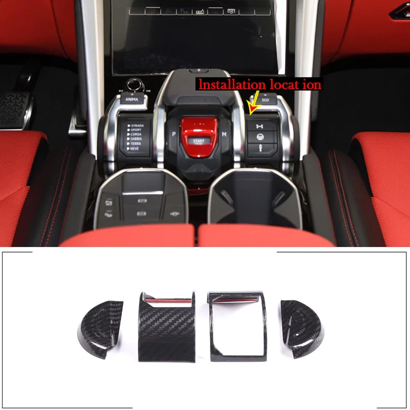 For 2018-2021 Lamborghini URUS True Carbon Fiber Style Car Styling Car Sport Mode Switch Cover Sticker Car Interior Accessories